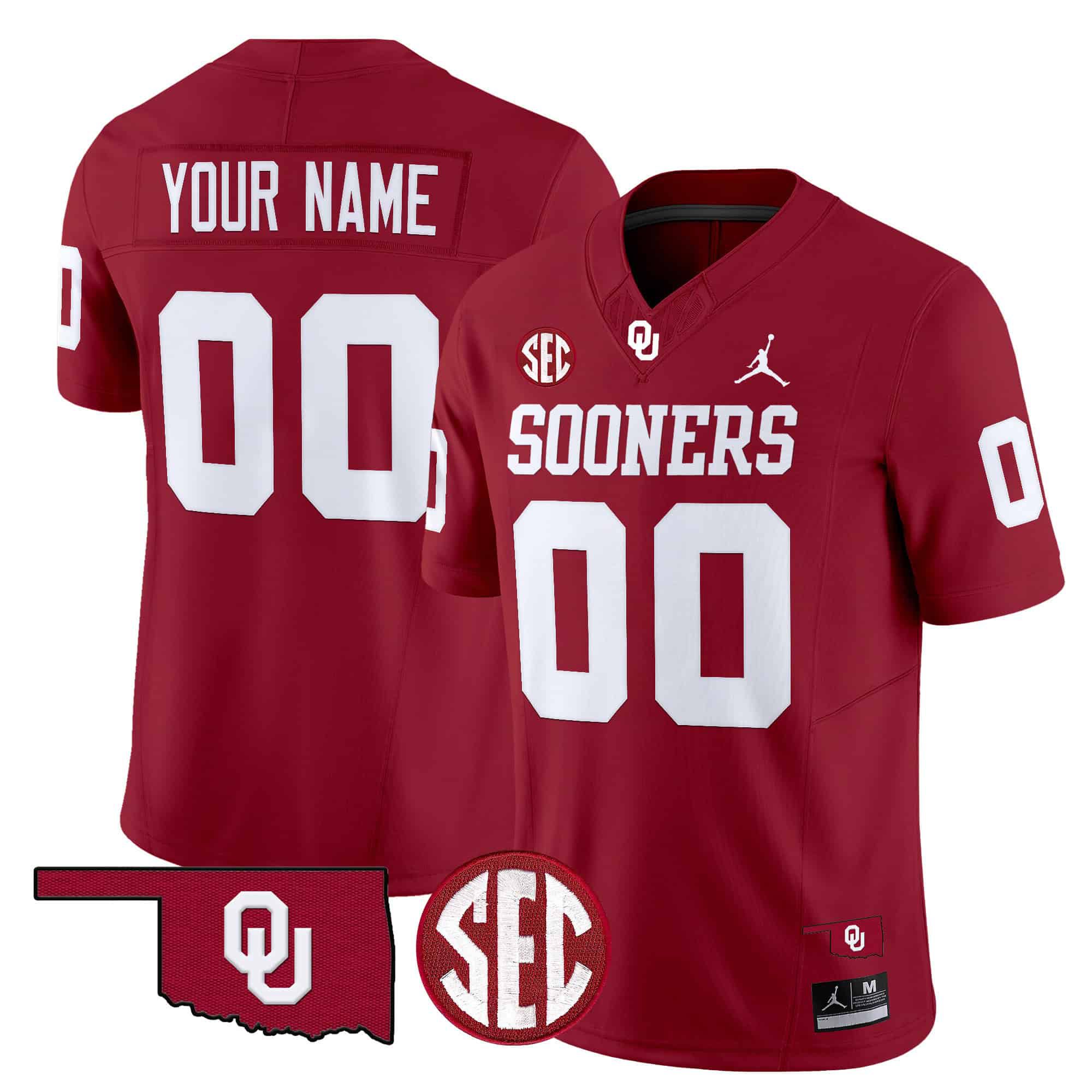 Men Oklahoma Sooners Red 2024 Vapor Limited Custom NCAA Jersey style 1